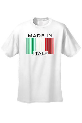 Men's Funny T-Shirt Made In Italy Humor Italian Pride Barcode Flag Jersey Shores